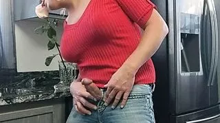 Sexy Amateur Crossdresser Cums on Kitchen Island