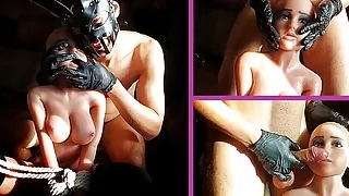 SEX GAME WITH DOLL, she gets slapped in the face by my dick