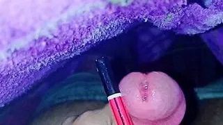 moon night play with my cock and a pencil