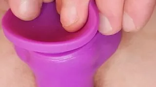 He opened his ass with a purple dildo and put his own penis in his ass