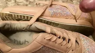 Cum on pink girl sneakers