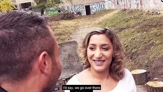 Busty inked German woman picked up online for outdoor sex