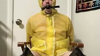Yellow PVC raincoat Bondage Part 1