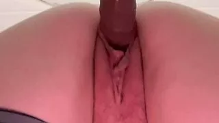 Wife fucking her new big dildo