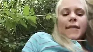 Petite outdoor teen fingers herself