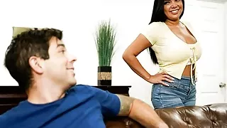 Busty Brunette Milf Stepmom Gets Titty Fucked