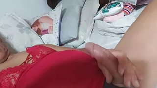 having breakfast and touching me