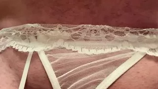 Cumming in teenager – white garter and stockings