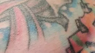 Grandpa with shaving brush, nipples clamped