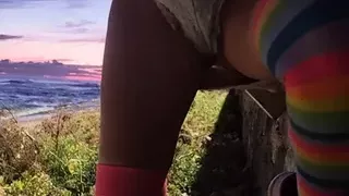 Outdoor evening masturbation