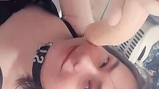 Pauline Cocklove sucking dildo in shower 1