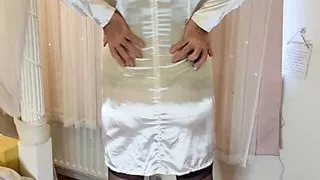 Sissy crossdresser in satin