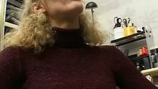 Curly Blonde Solo in the Office