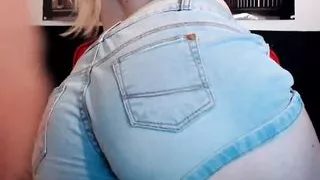 Amazing teen with great cleavage, big boobs, hairy pussy and thick ass