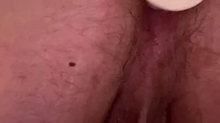 toying my pink asshole with a dildo, chubby solo anal play