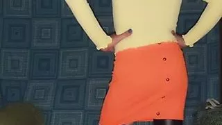 Arschfick in meinem sexy orangefarbenen Rock und zitronengelben Top