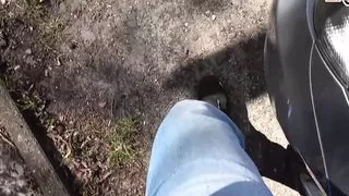 Brunette German Teen in black nylons during a real pov filmed fuck date