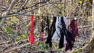 Found a stranger’s Thong and String in the woods and covered them in my cum