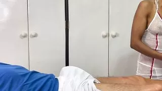 The Nurse Helps The Injured Tennis Player. Sexy Milf Magnita Sucks, Gets Licked, Fucked And Covered In Cum