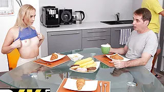 DADDY4K. Winsome blonde has amazing affair with BF’s dad in the shower