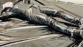 Fetish Full pvc bondage mummification play