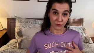 Petite stepdaughter dirty talks and fingers pussy before JOI