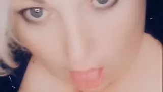 Blond bbw sucking hubby's cock till he cums