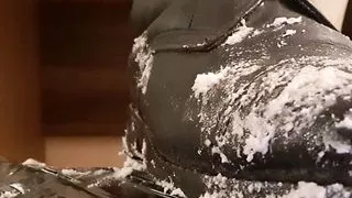 Dominating over food in my  riding boots