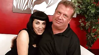 Hairy Mature Claudine’s Real First Porn with her own tiny dick husband