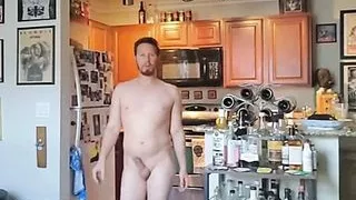 Gay Nude with Erection at Home