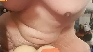 Disabled guy gets home from from work horny and fucks his ass toy, Amputee, Lymphedema, disability, handicap, fat, chubb