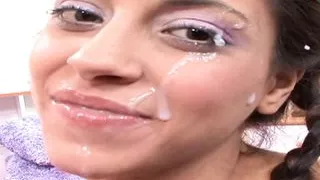 Skinny brunette Teen with small tits picked up for a fuck and a facial