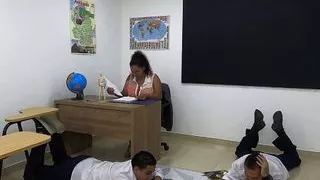 Threesome school with Miss Roxana
