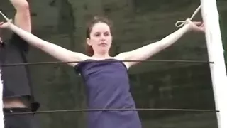 Public Bondage Session with MILF and boyfriend, this milf has tits so small they’re just nipples