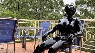 Shiny Latex Mannequin In Gas Mask