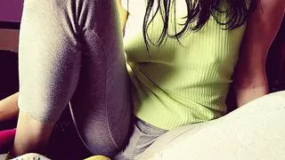 I put a vibrator into my pants and got so excited that I didn't have time to take them off and they got wet from my juic