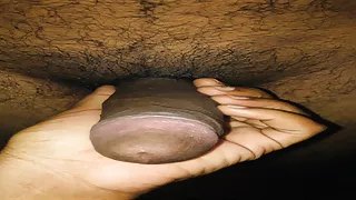 Stroking BIG BLACK cock and moaning