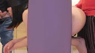 Sexy brunette wife agrees to suck off her husband and his friend