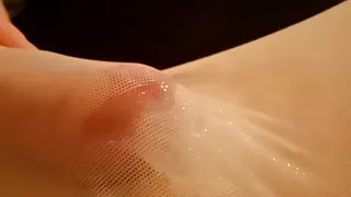 wanking an cum in mesh underwear