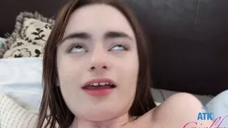 Hot babe Reese Robbins gets fingered and sucks some mean Asian cock (blowjob)