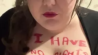 Fat hucow pumps nipples with humiliation bodywriting