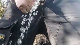 Scallyoscar at work just pissing outside