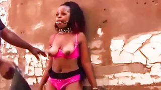 Nigerian shoplifter gets public whipping BDSM punishment outdoors
