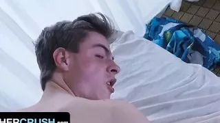 Brother Crush - Max Ferro And Josh Hunter Jerk Off Together To Measure Who’s Cock Is Bigger