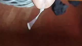 Penis peeps through my pants and says hello  to the world, so I give it a good rub down.