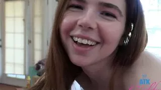 Cute and petite amateur babe Alina West undresses and sucks your dick, then gets on top for a nice ride to orgasm – POV