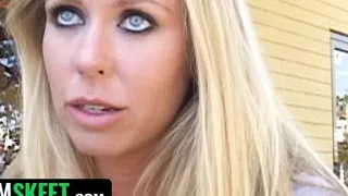 She's New - Sexy Blonde Teen Agreed To Her Boyfriend’s Fantasy Of Having Her Rub Her Pussy On Public