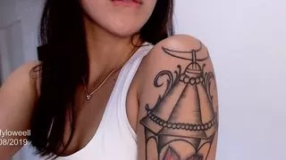 Beautiful skinny Colombian webcamer Effyloweell shows you each of the tattoos that embellish her body