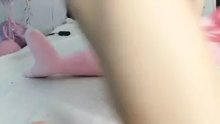 juicy girl masturbates with a dildo and vibrator to orgasm