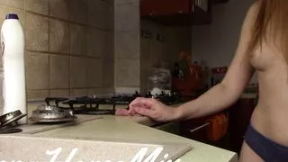 A friend Shoots how a Naked beauty cleans up in his kitchen. AnnaHomeMix